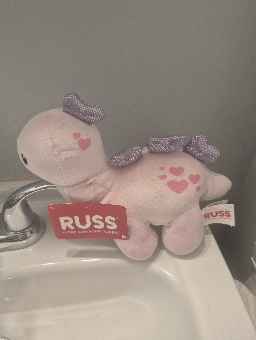Russ NWT- Plush Purple & Pink Dinosaur- Soft Plush Decorative Accessory